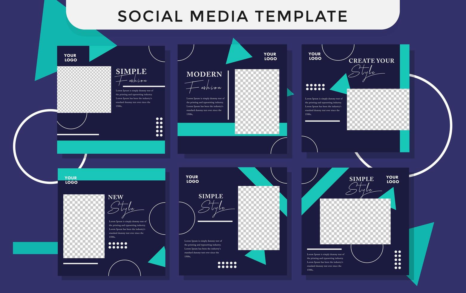 Modern blue Fashion social media banner style set vector