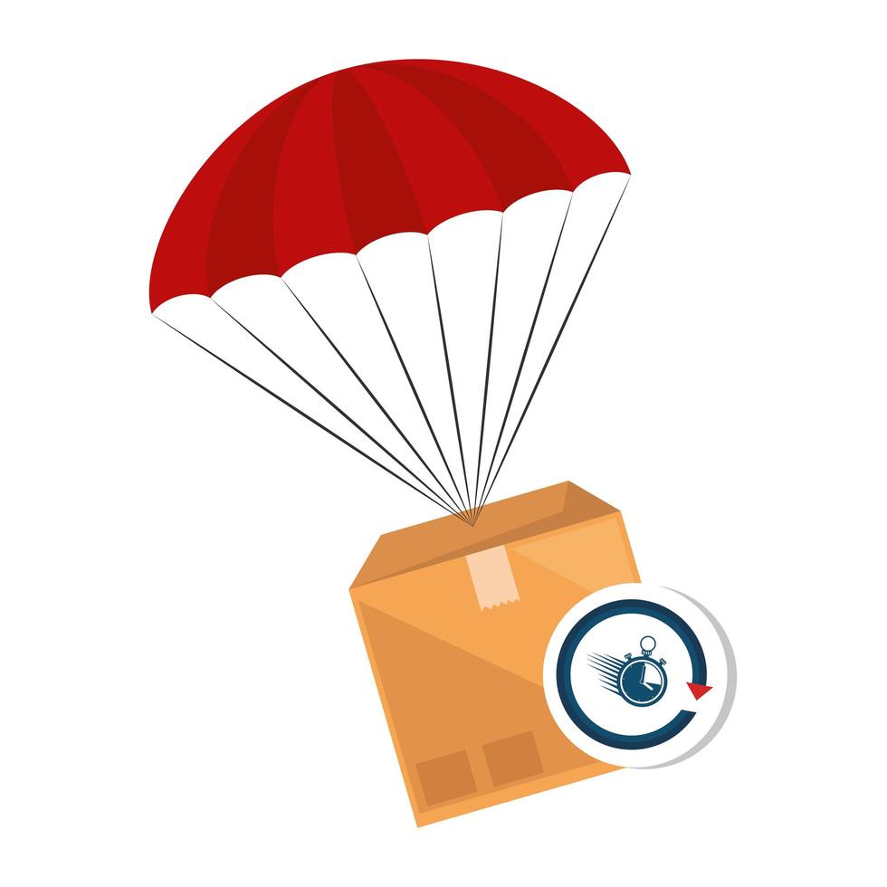 package box with parachute and stopwatch vector