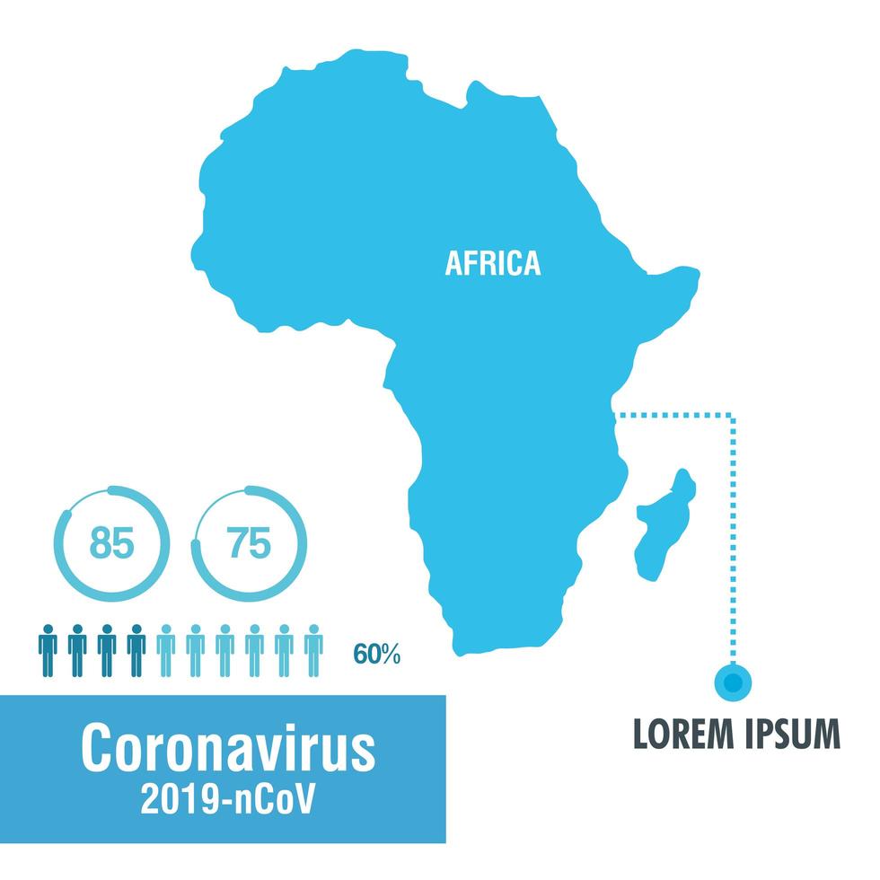 mapa de áfrica con covid-19, banner pandémico vector