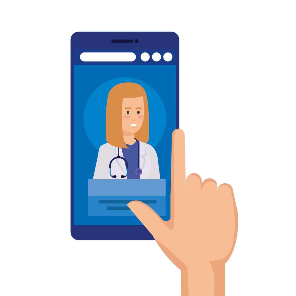 Online medicine with doctor on the smartphone vector