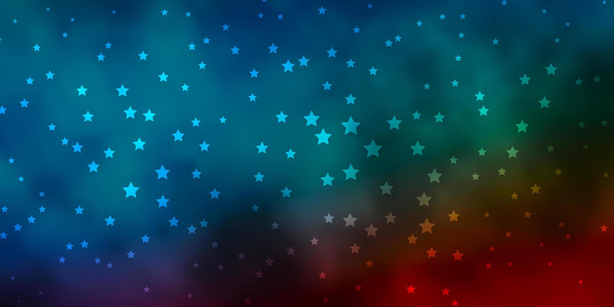 Dark Blue, Red vector background with colorful stars.