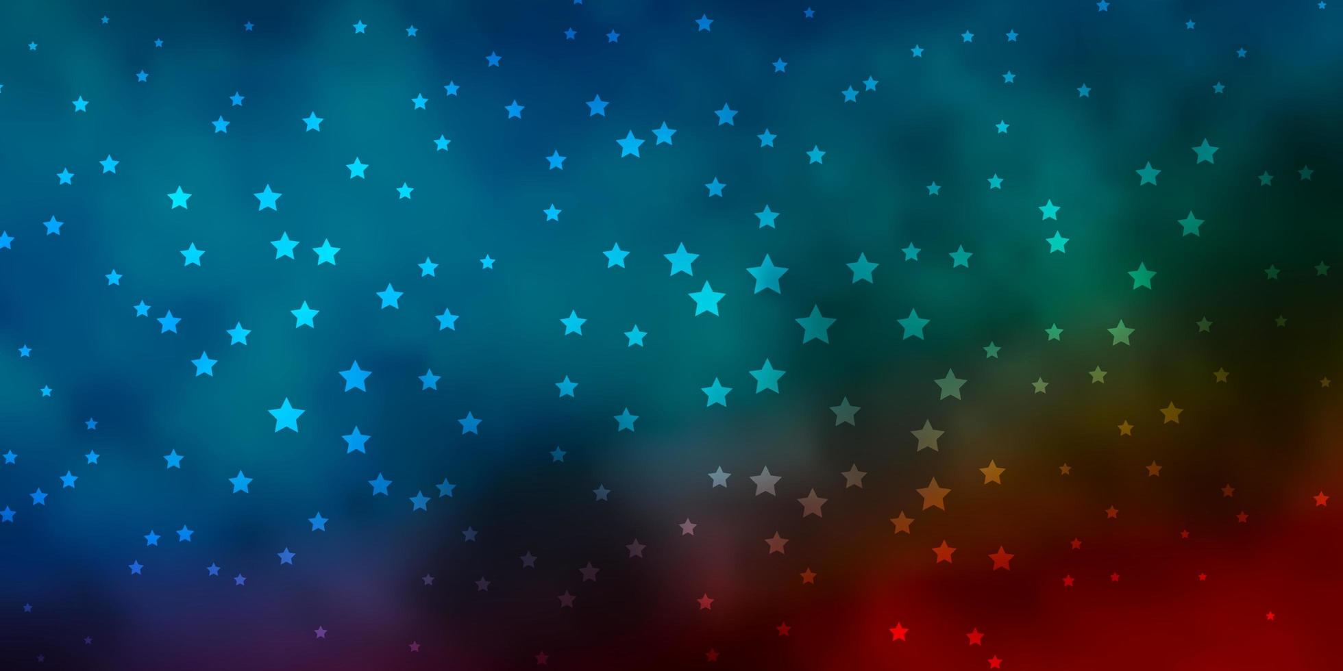 Fondo de vector azul oscuro, rojo con estrellas de colores.