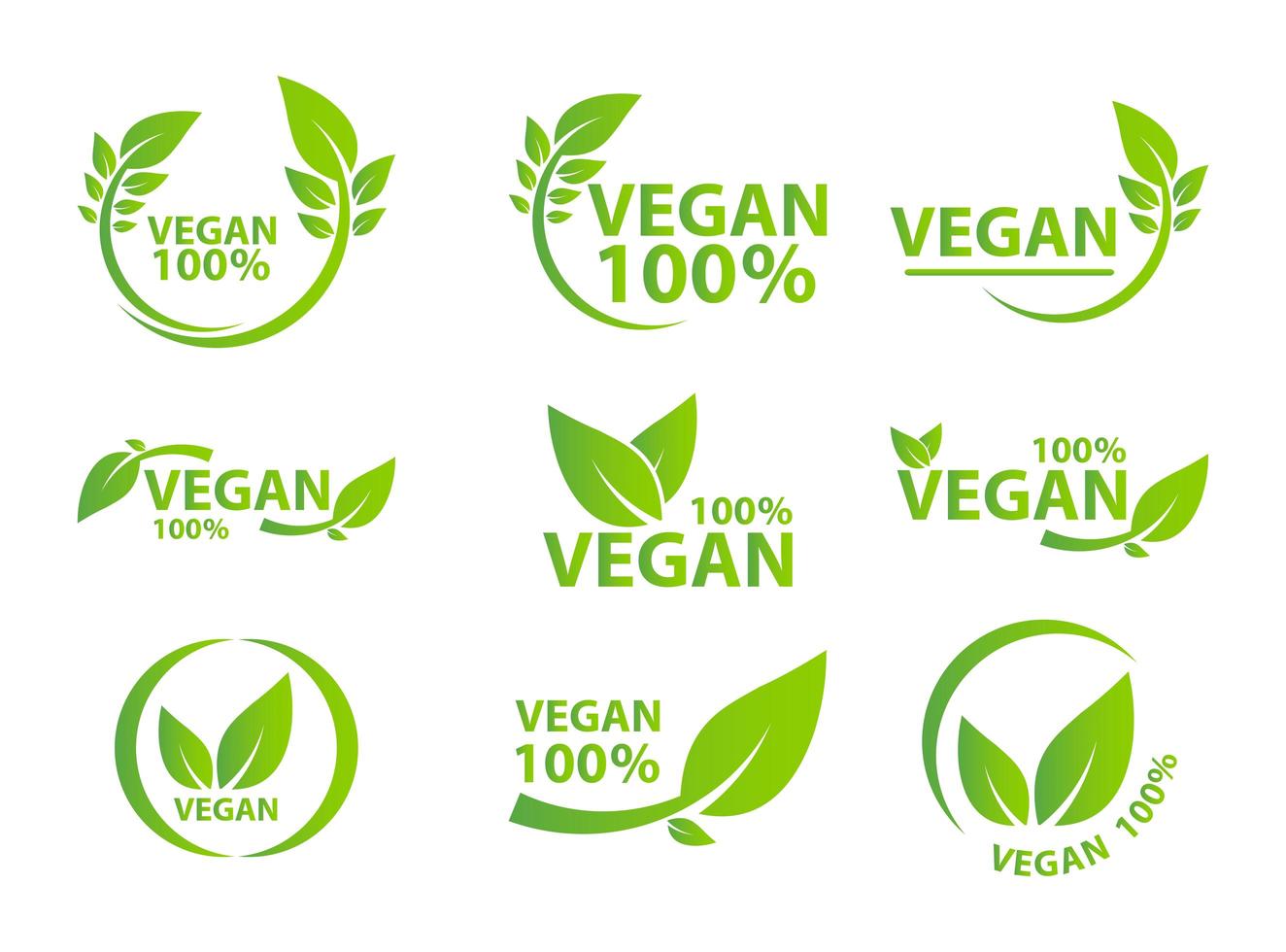 Vegan icon bio ecology set vector