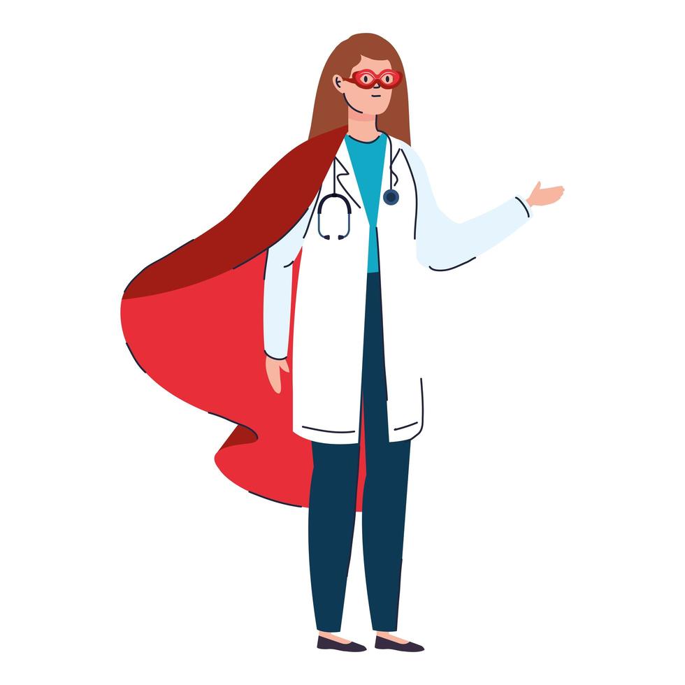 Female doctor as a super heroine vector