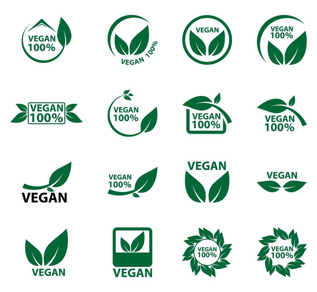 Vegan icon bio ecology set vector