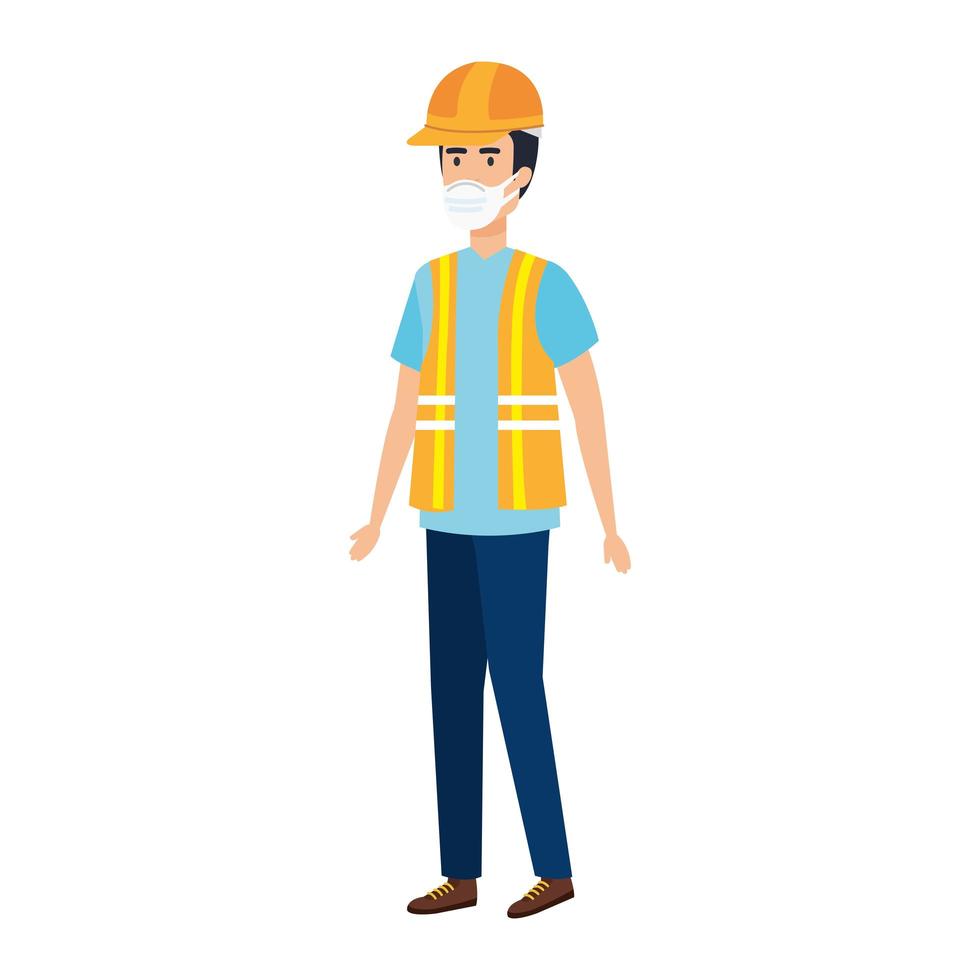 Worker wearing a face mask isolated icon vector