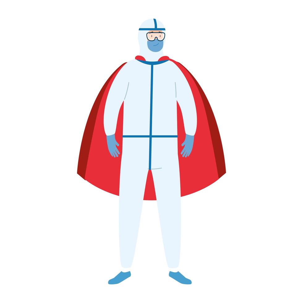 Worker in a hazmat suit as a super hero vector