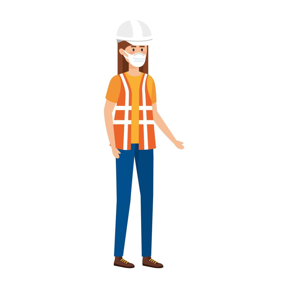 Worker wearing a face mask isolated icon vector