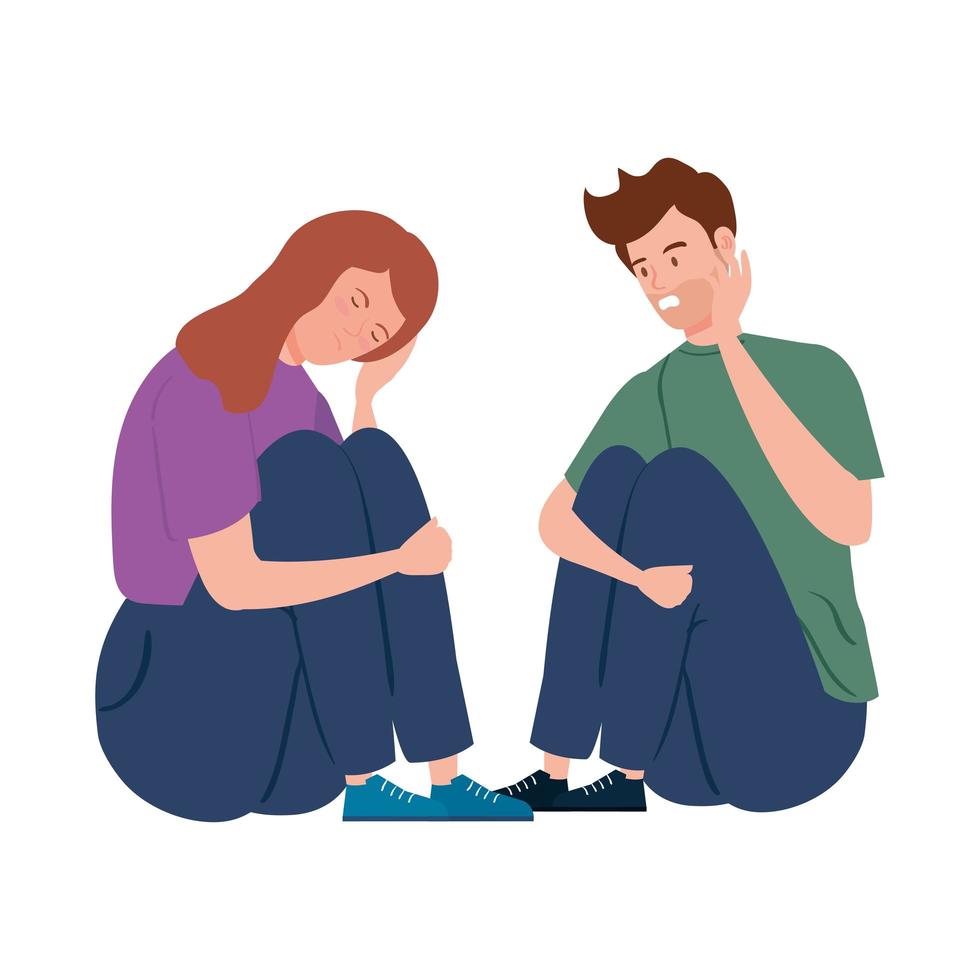 Depressed and stressed young couple vector