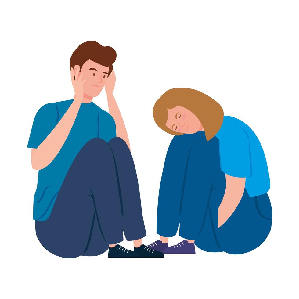 Depressed and stressed young couple vector