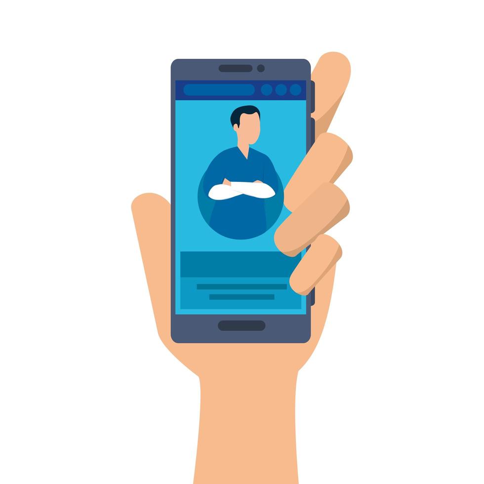 Online medicine with doctor on the smartphone vector