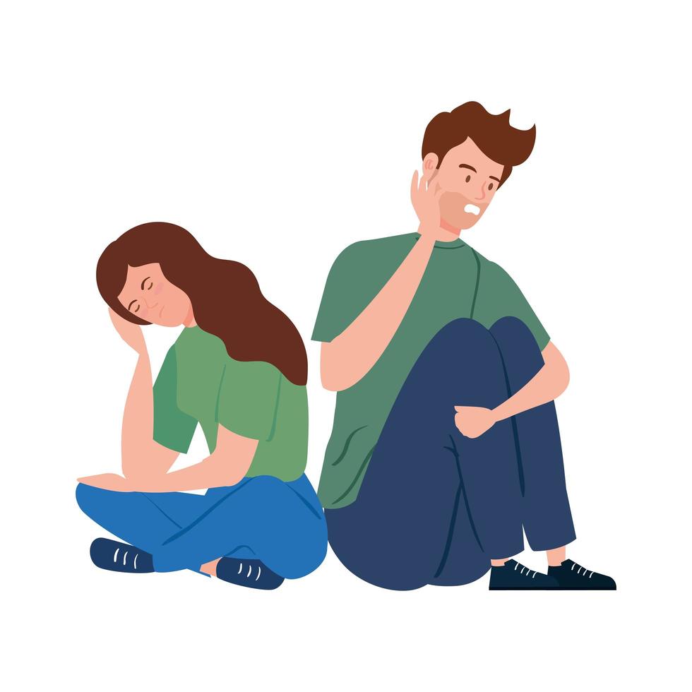 Depressed and stressed young couple vector