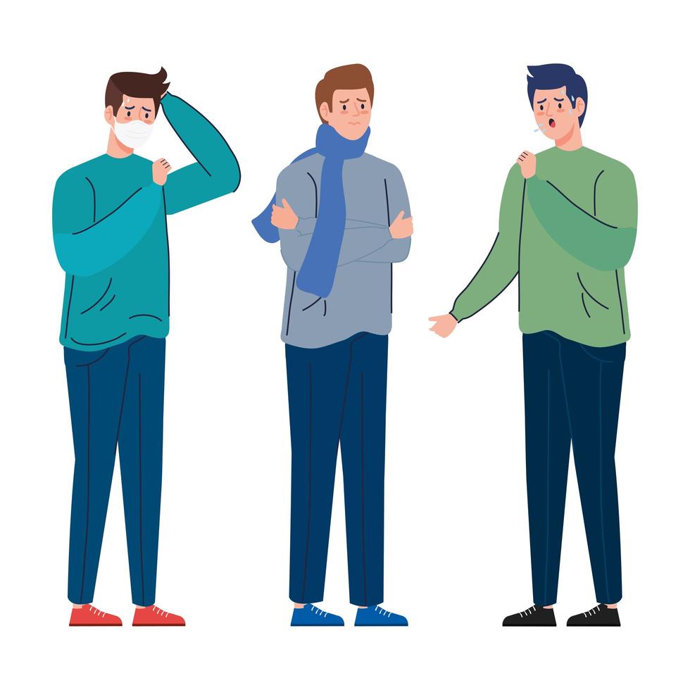 Men with coronavirus symptoms vector