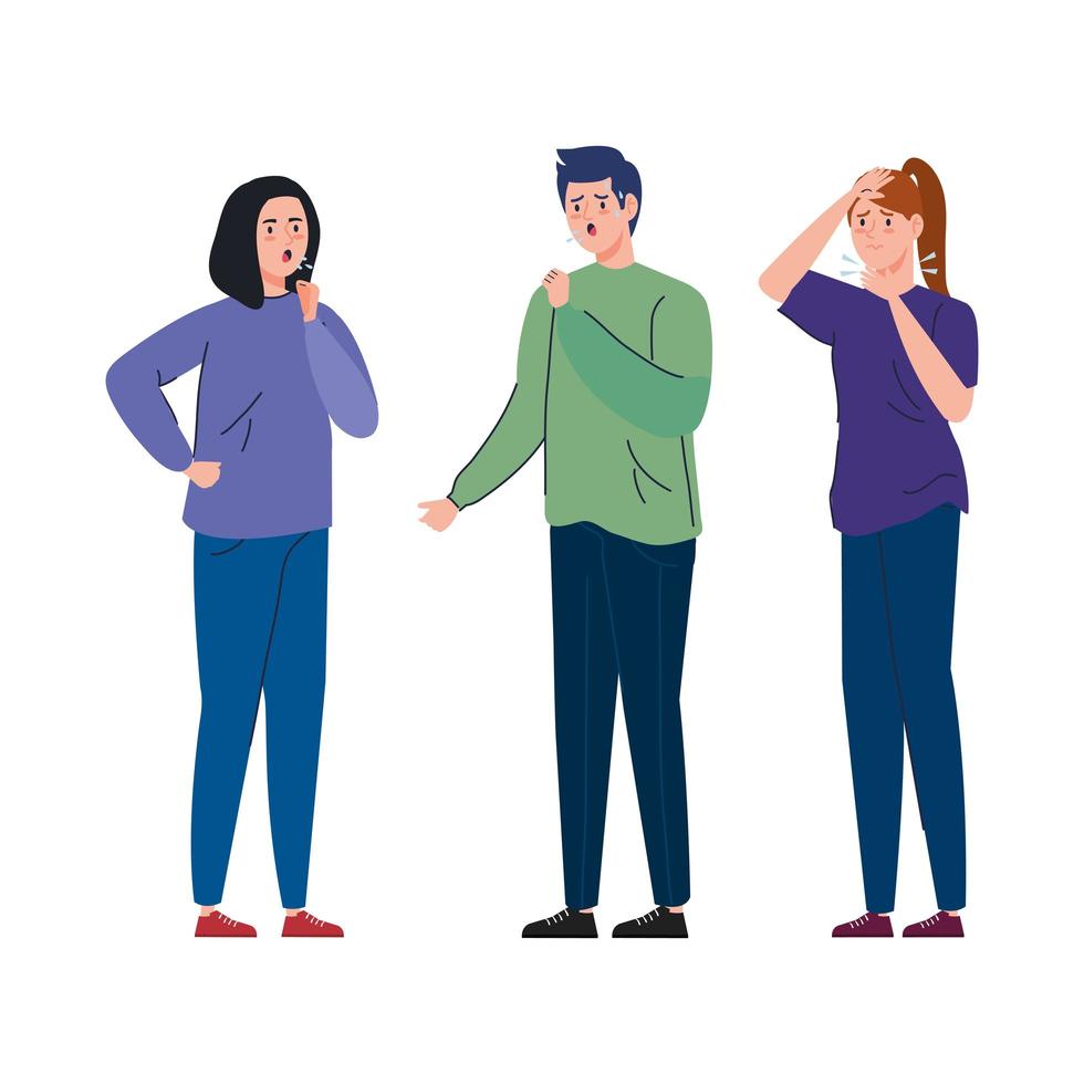 Young people with coronavirus symptoms vector