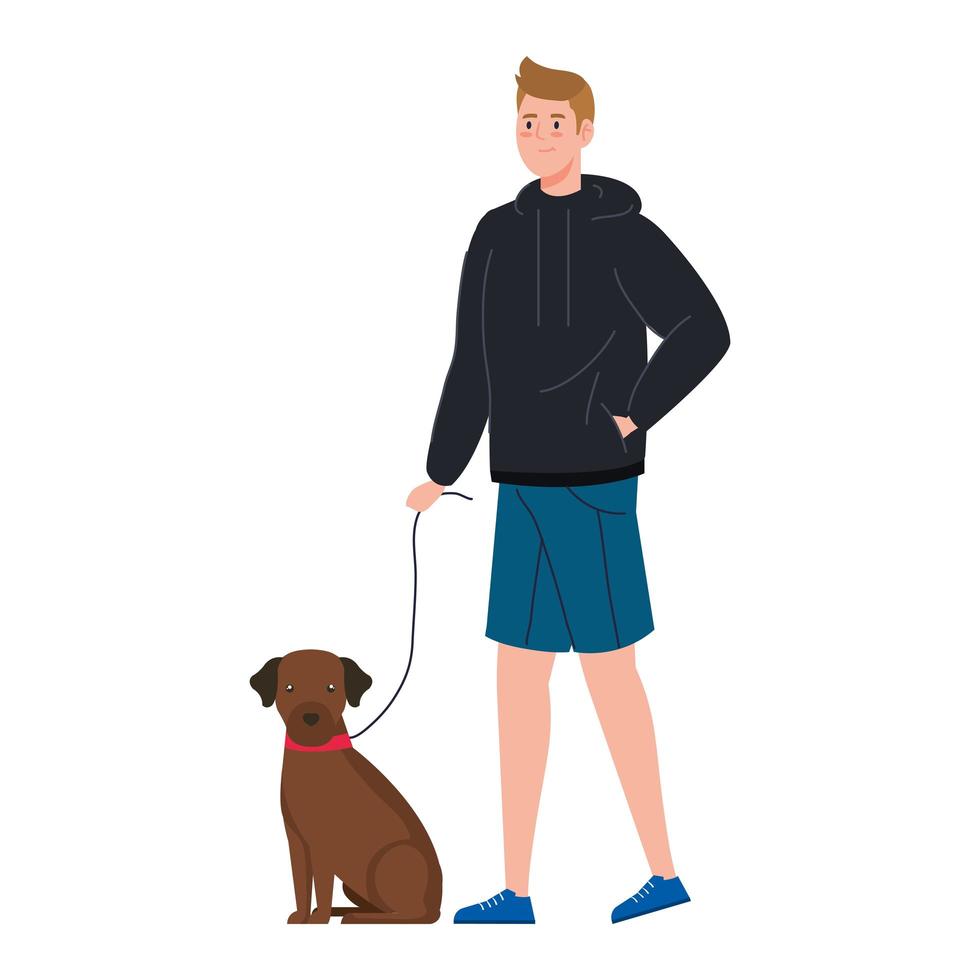 Man walking the dog vector