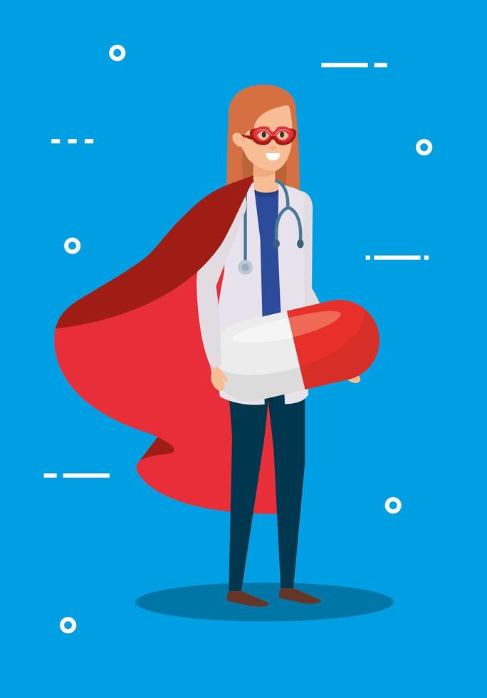 Female doctor as a super heroine vector