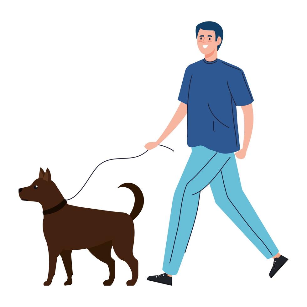 Man walking the dog vector