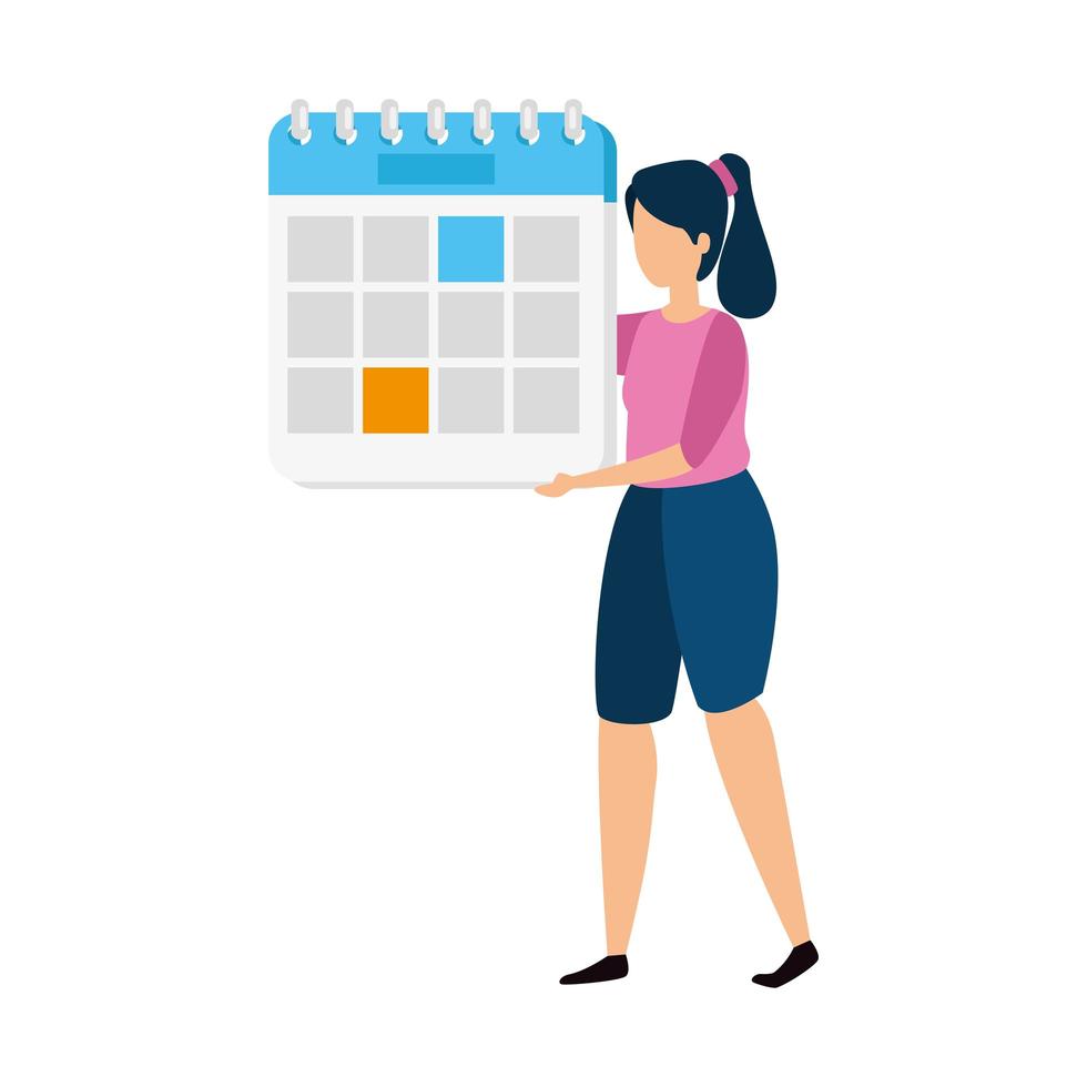 mujer con un calendario vector