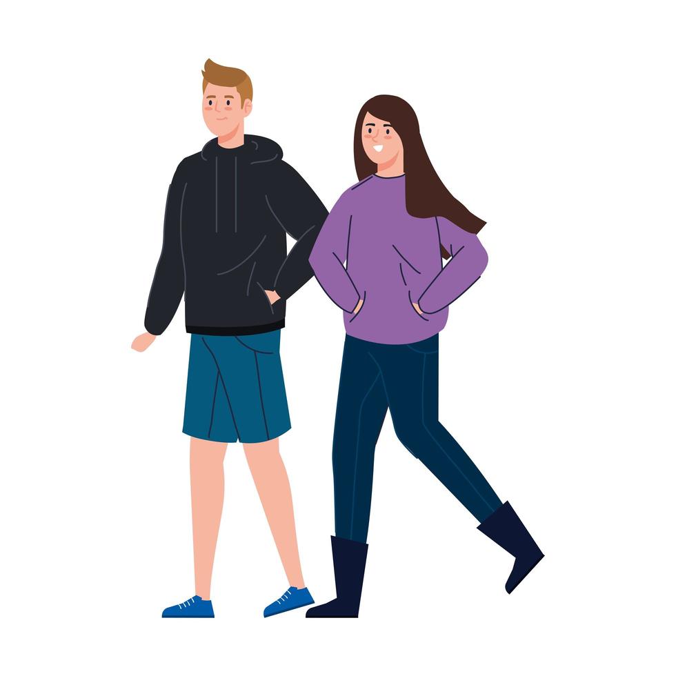 Young couple walking together vector