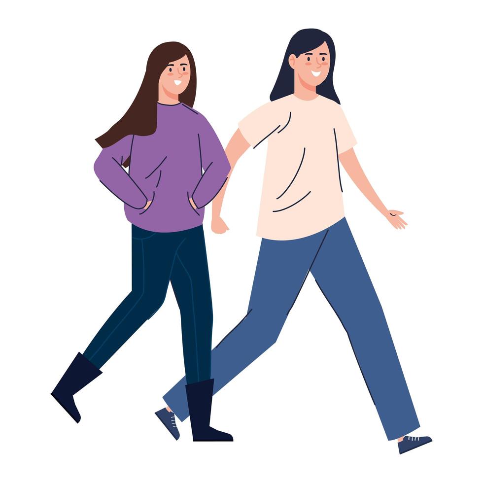 Happy women walking together vector