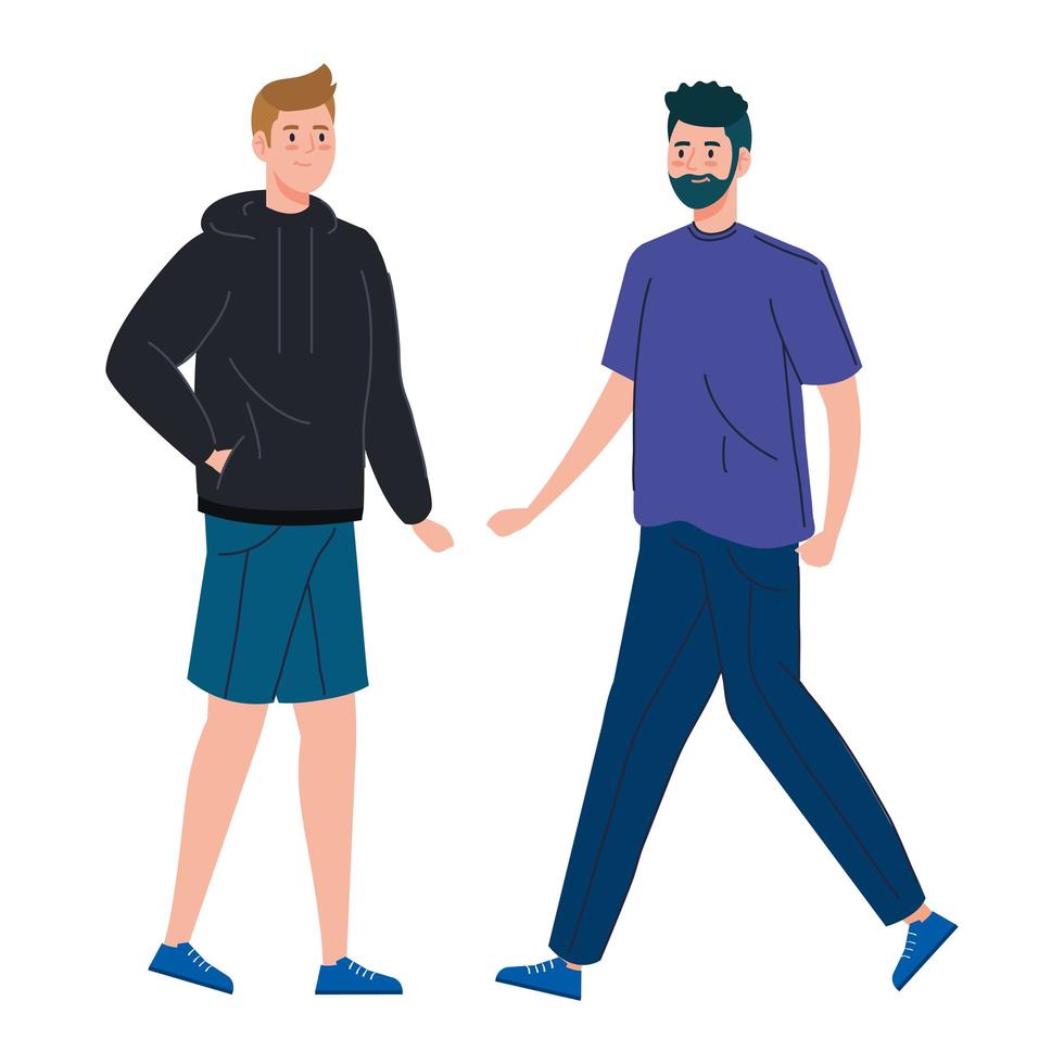 Happy men walking together vector