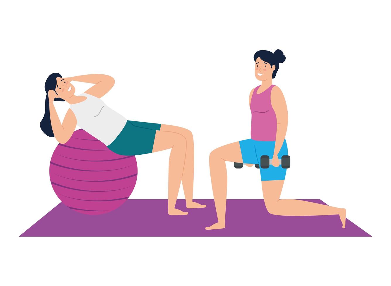 Women exercising together vector