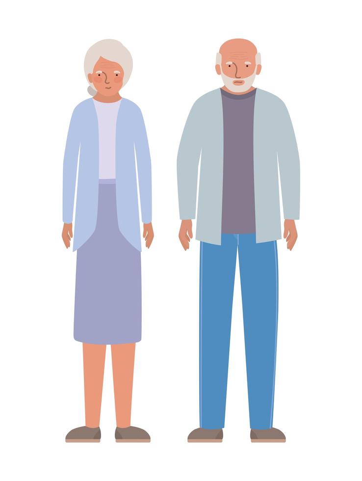 abuela y abuelo aislados diseño vector