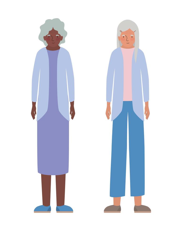 Abuelas aisladas avatares diseño vectorial vector