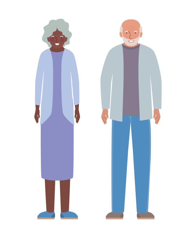 abuela y abuelo aislados diseño vector