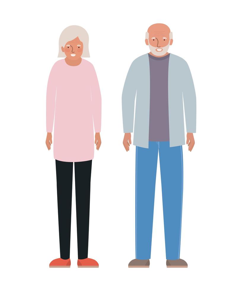 abuela y abuelo aislados diseño vector