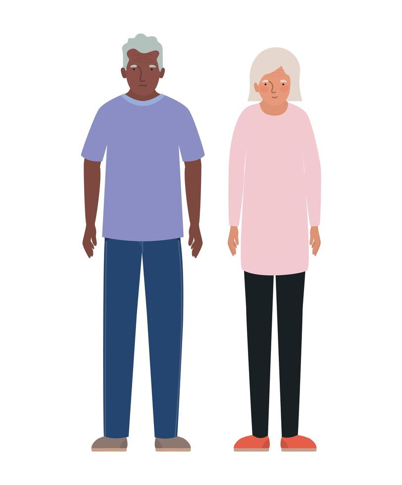 abuela y abuelo aislados diseño vector