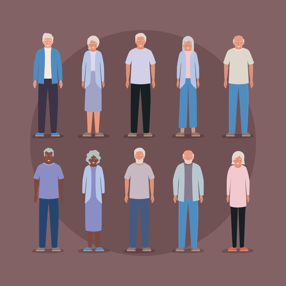 Grandmothers and grandfathers avatars vector design