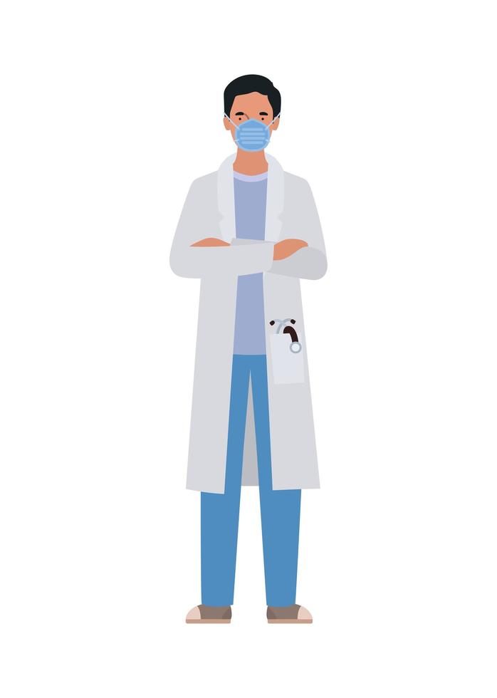 Man doctor with mask against 2019 ncov virus vector design