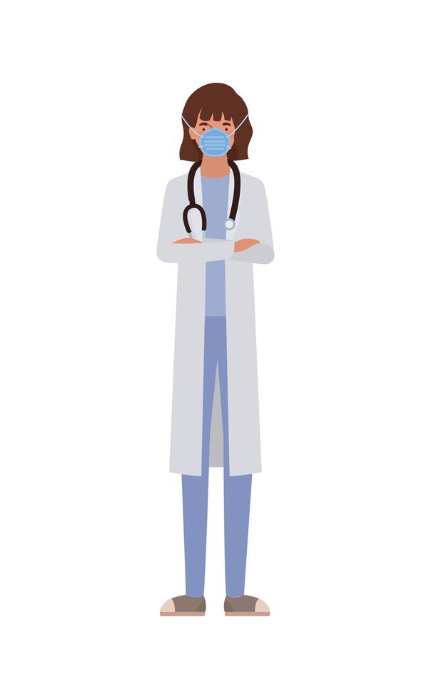 Woman doctor with mask against 2019 ncov virus vector design