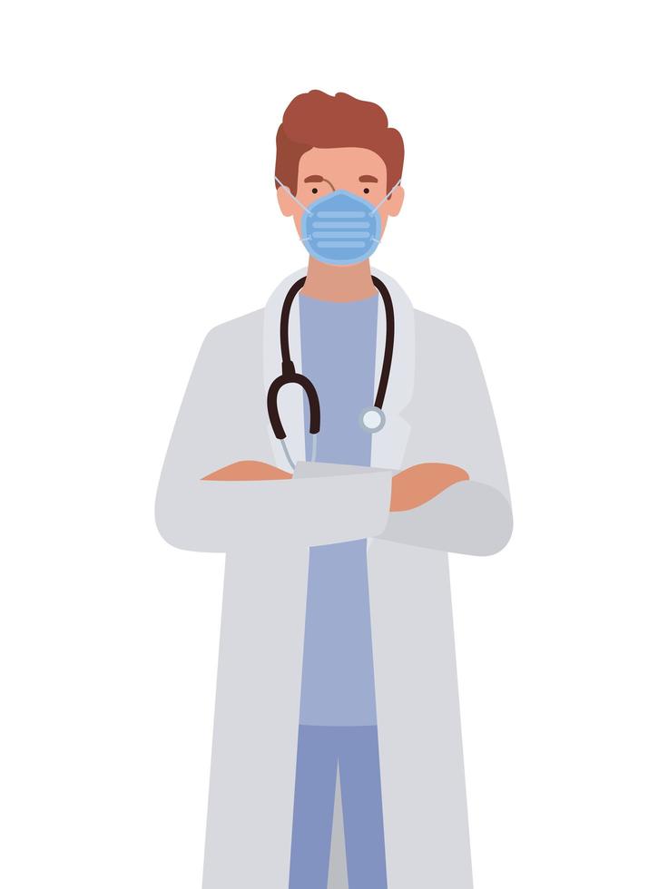 Man doctor with mask against 2019 ncov virus vector design