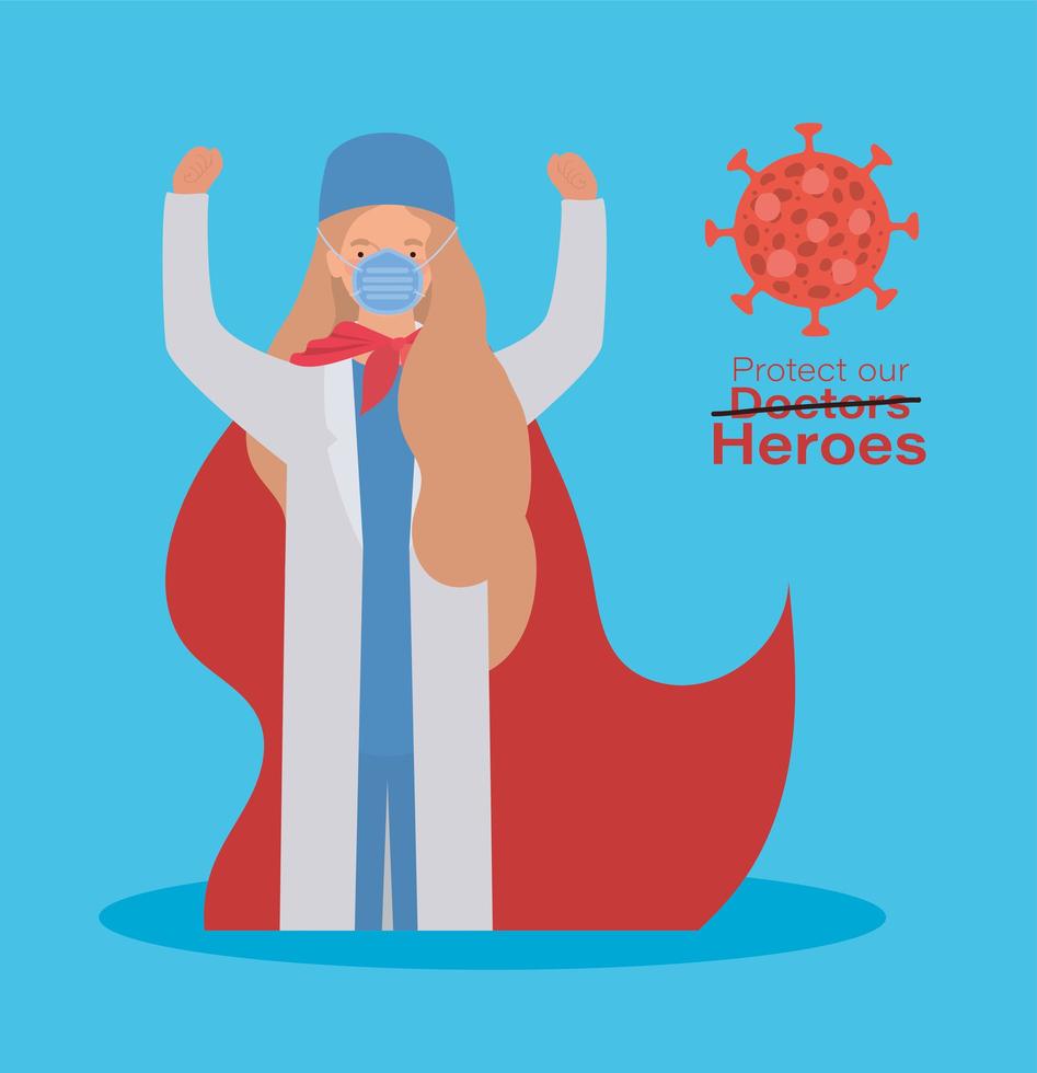 woman doctor hero with cape against 2019 vector design