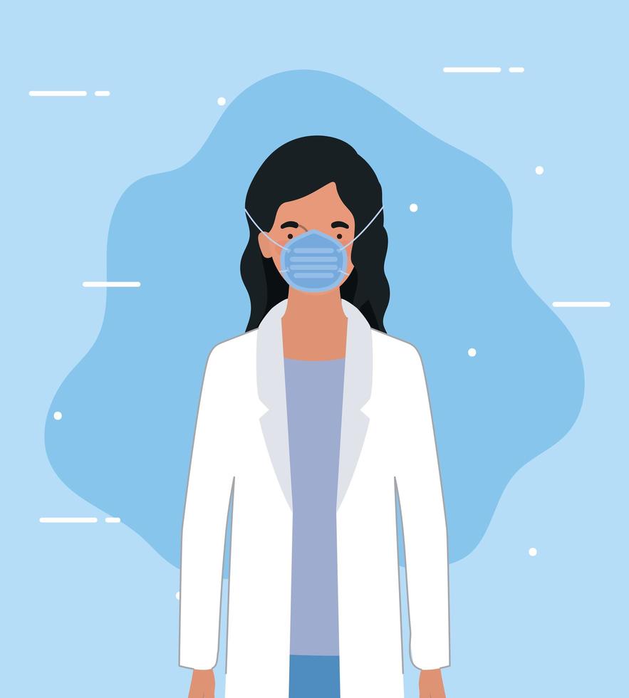 Woman doctor with mask against 2019 ncov virus vector design