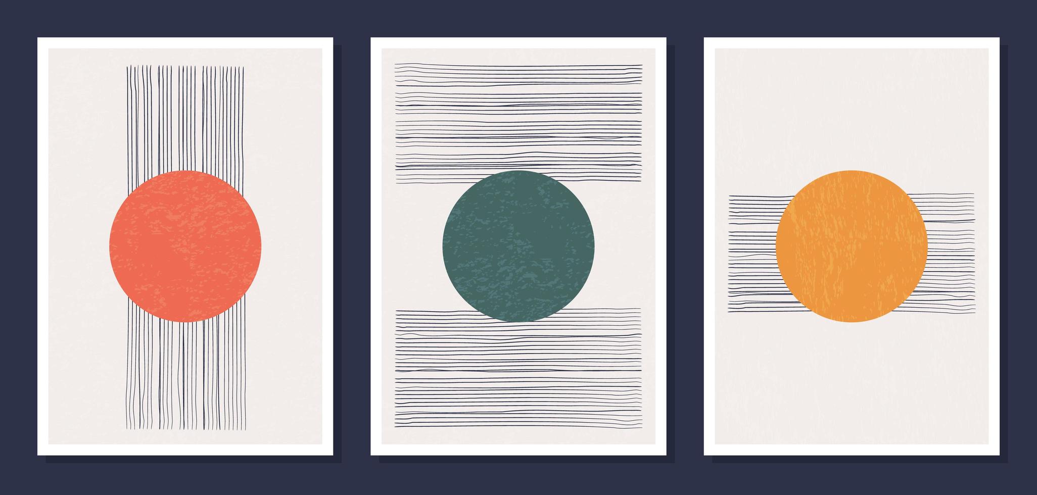 Minimalistic geometric vector art wall posters. Set of minimal 20s geometric abstract contemporary posters vector template with primitive shapes elements ideal for wall decoration modern hipster style