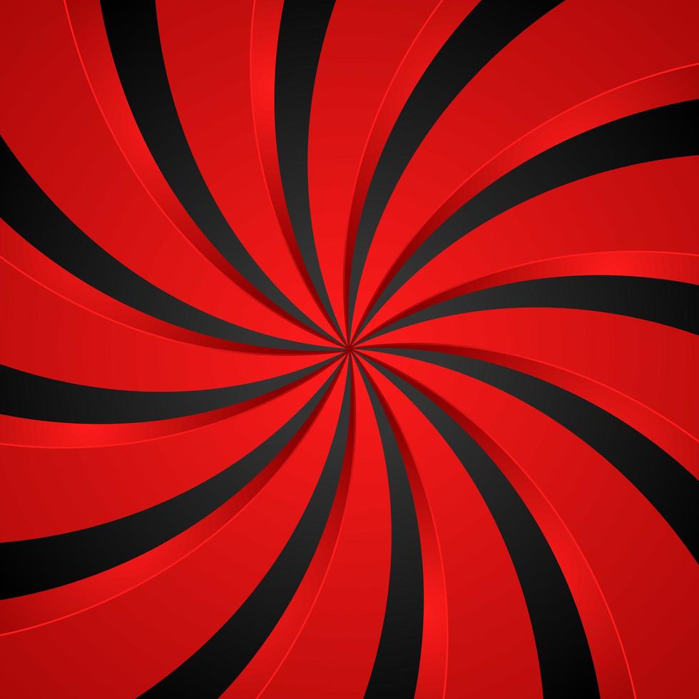 Black and Red Spiral Swirl Radial Background. Vortex and Helix Background. Vector Illustration
