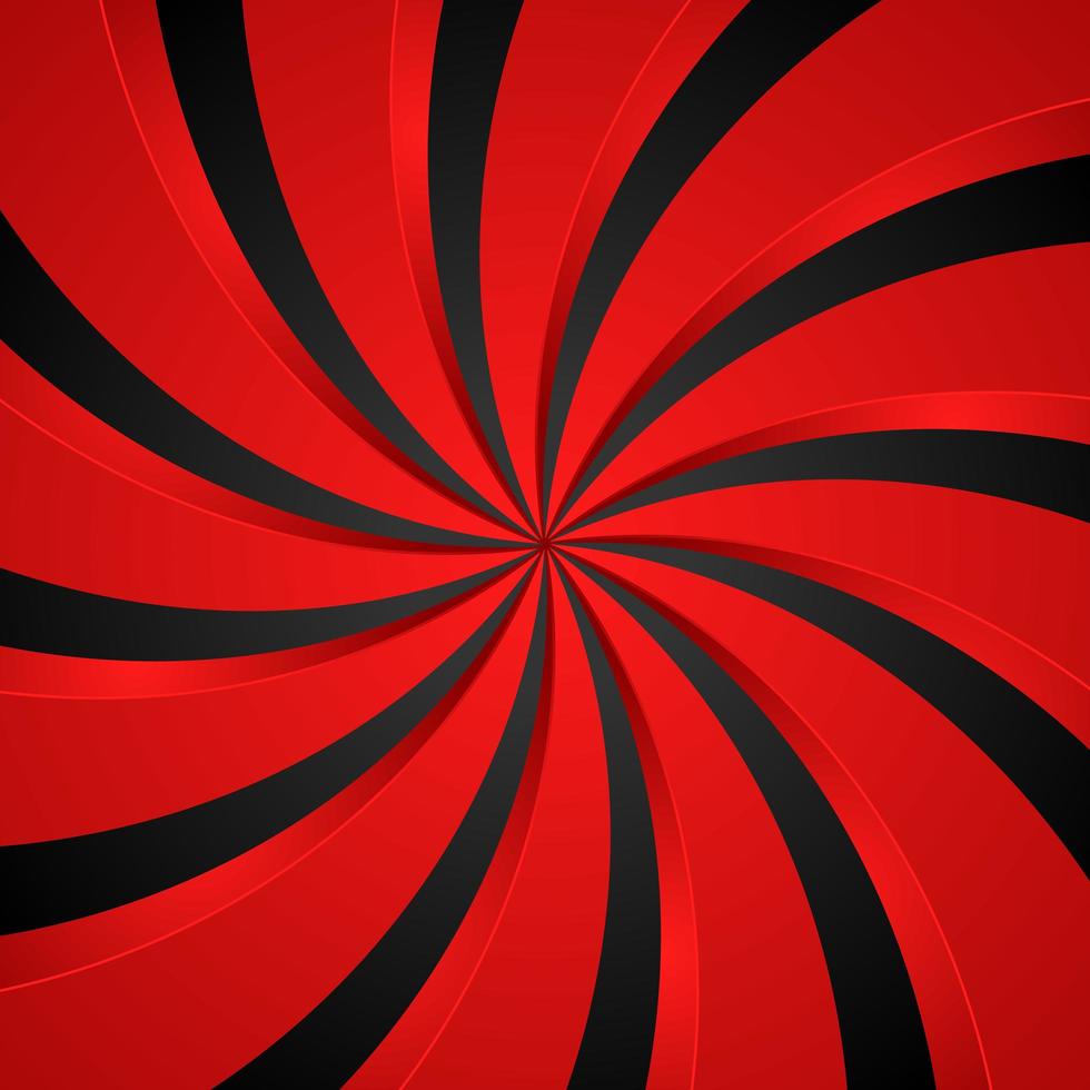 Black and Red Spiral Swirl Radial Background. Vortex and Helix Background. Vector Illustration