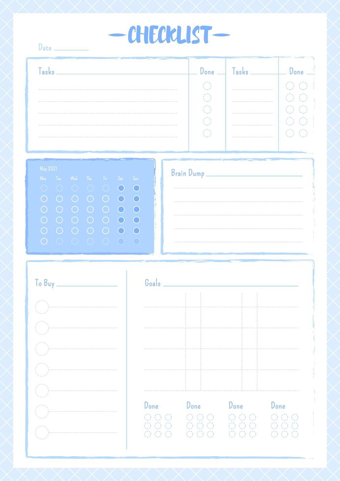 Blue checklist creative planner page design vector