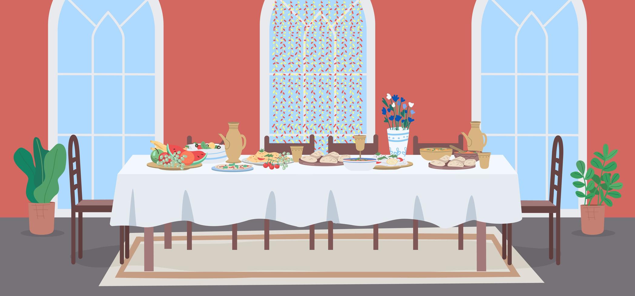 National muslim meal flat color vector illustration