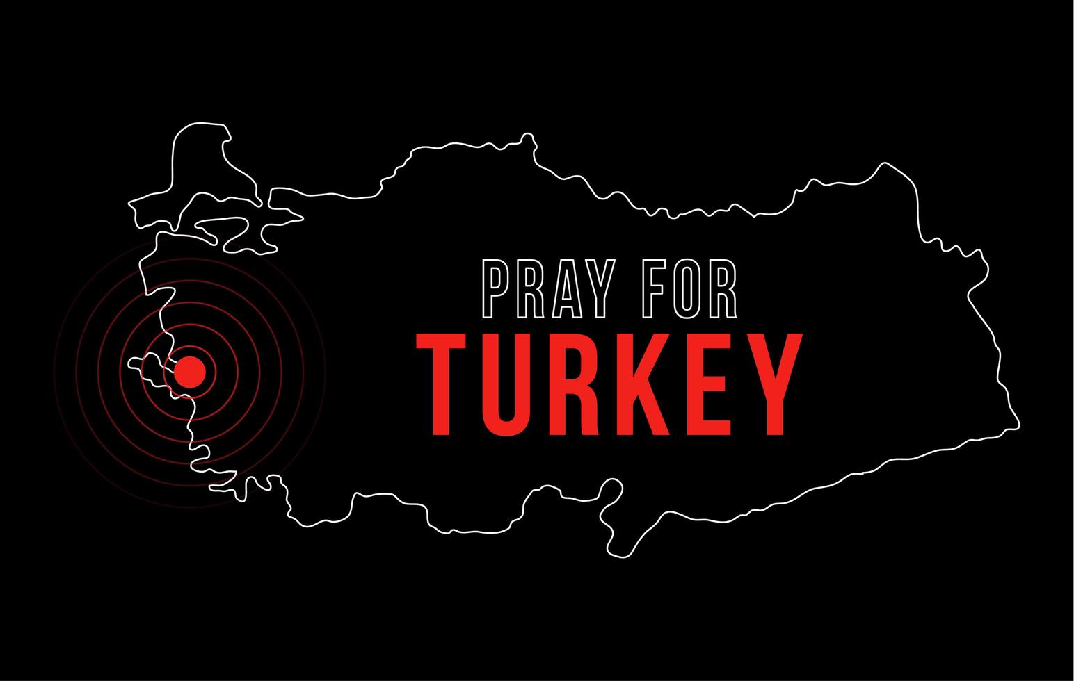 el epicentro del terremoto en turquía. recemos por Turquía. mapa de ilustración vectorial con el texto pidiendo oraciones debido a un fuerte terremoto cerca de Izmir el 30 de octubre vector