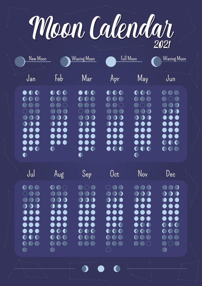 Moon calendar creative planner page design vector