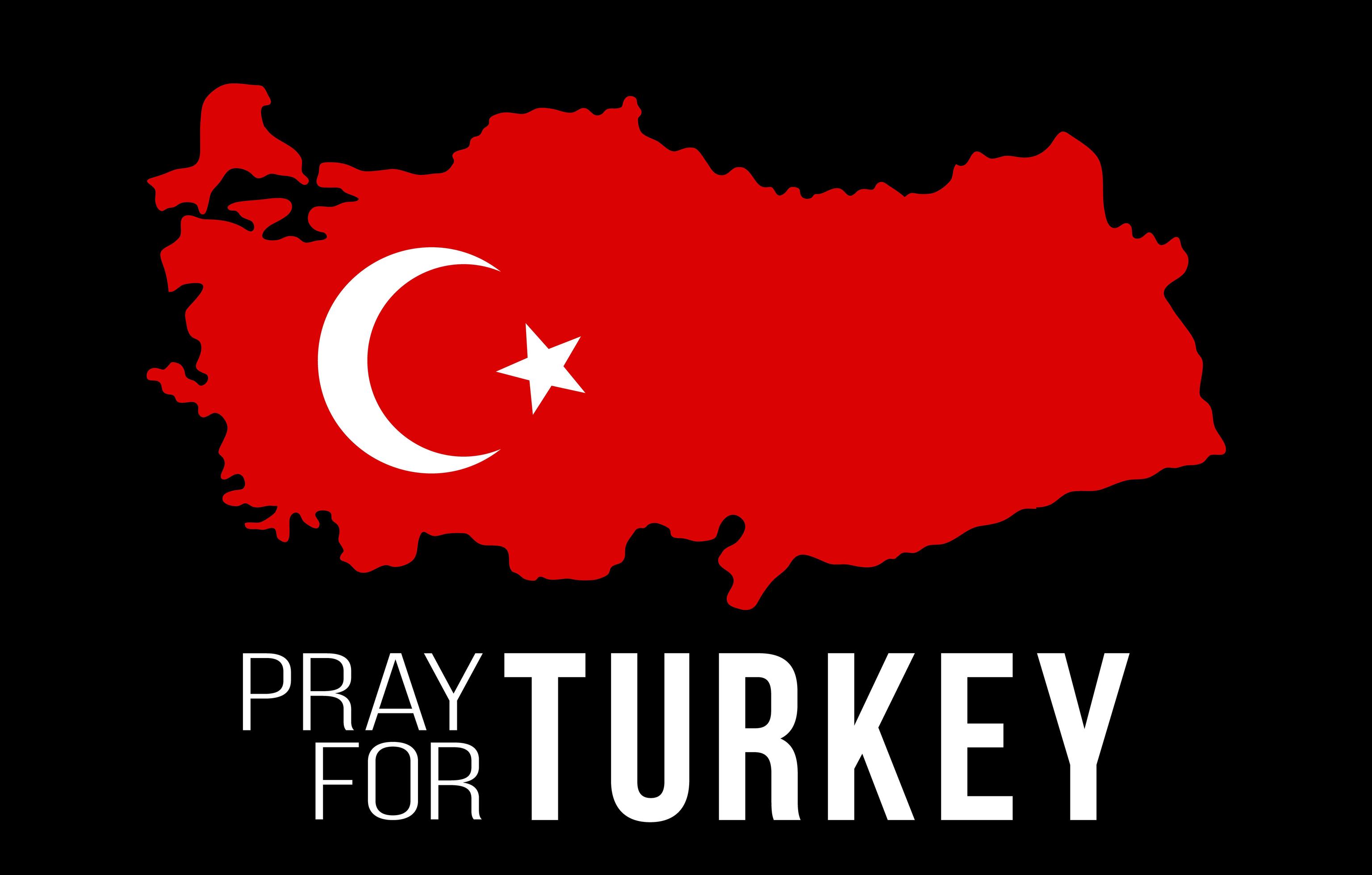 Pray for Turkey. Vector illustration of a map of Turkey with the text