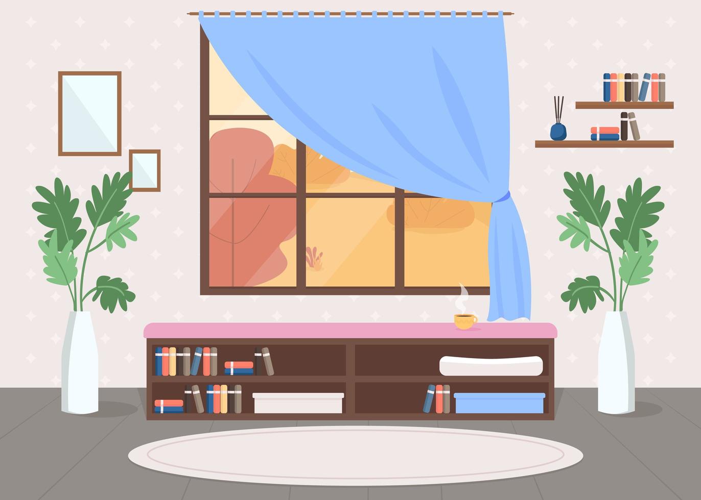 Cosy room flat color vector illustration