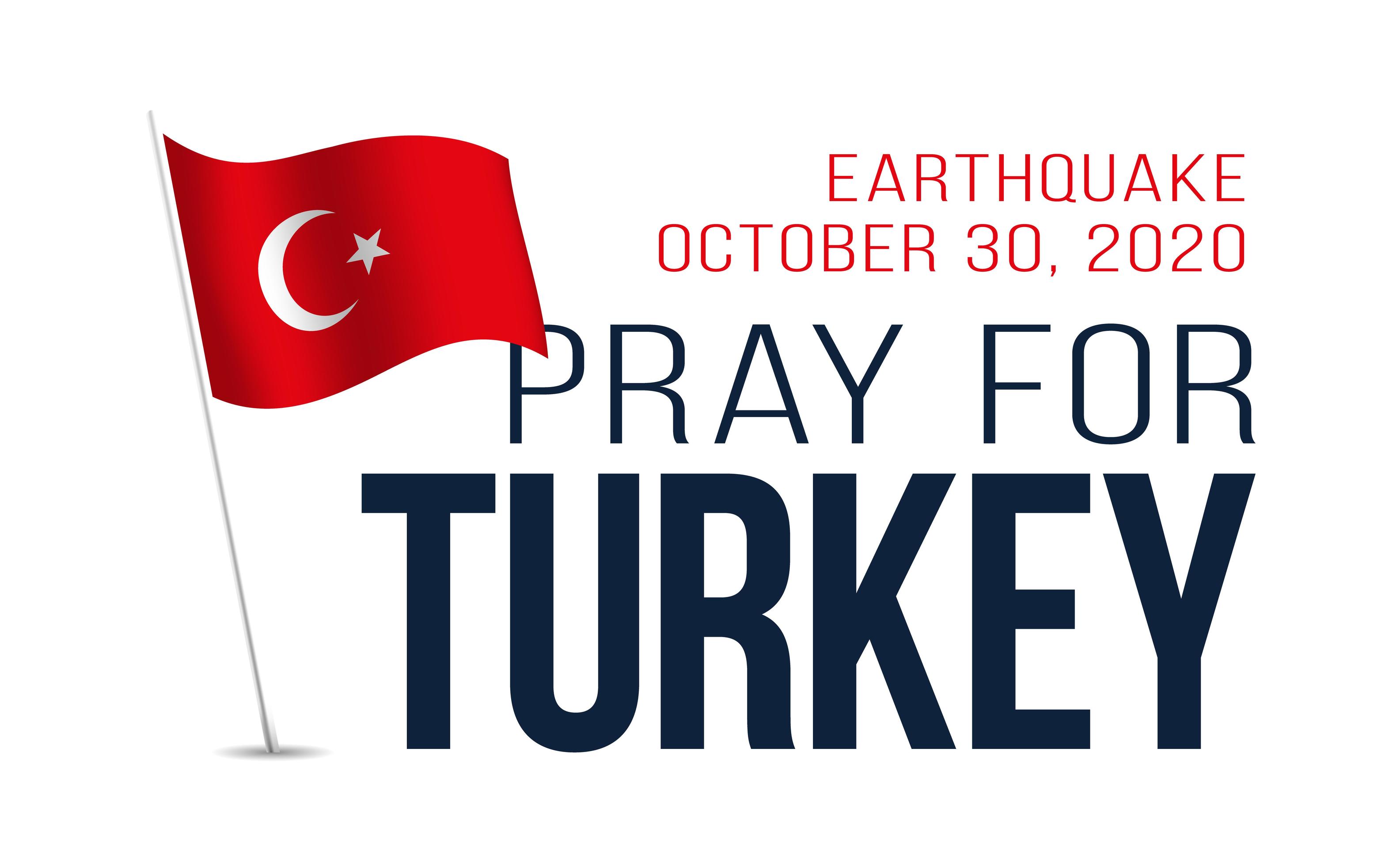 Pray for Turkey. Vector illustration of a map of Turkey with the text