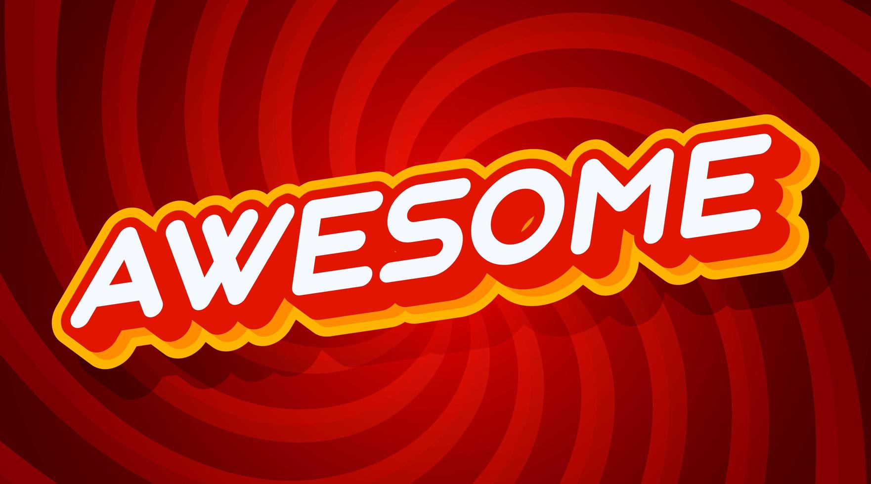 Awesome red and yellow text effect template with 3d type style and retro concept swirl red background vector illustration.
