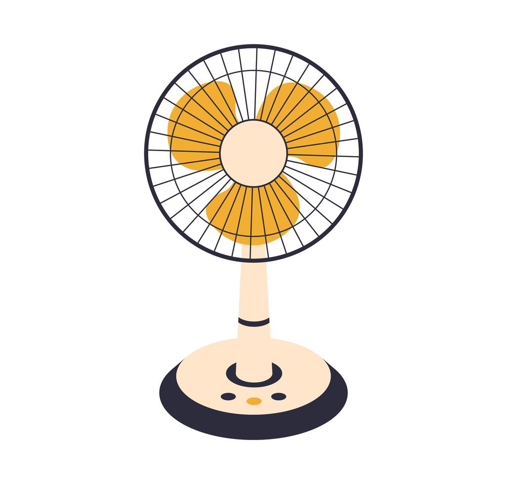 Vector electric fan isolated on background. Household devices for air cooling and conditioning, climate control. Vector illustration in flat