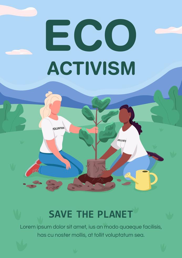 Eco activism poster flat vector template